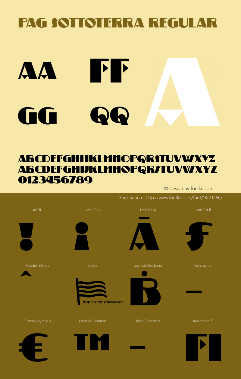 PAG Sottoterra Regular Version 1.000 Font Sample