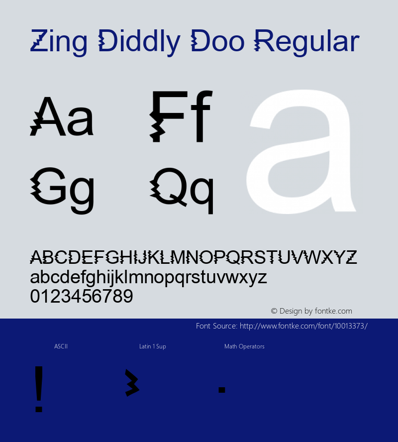 Zing Diddly Doo Regular 1; 1.0, initial release Font Sample