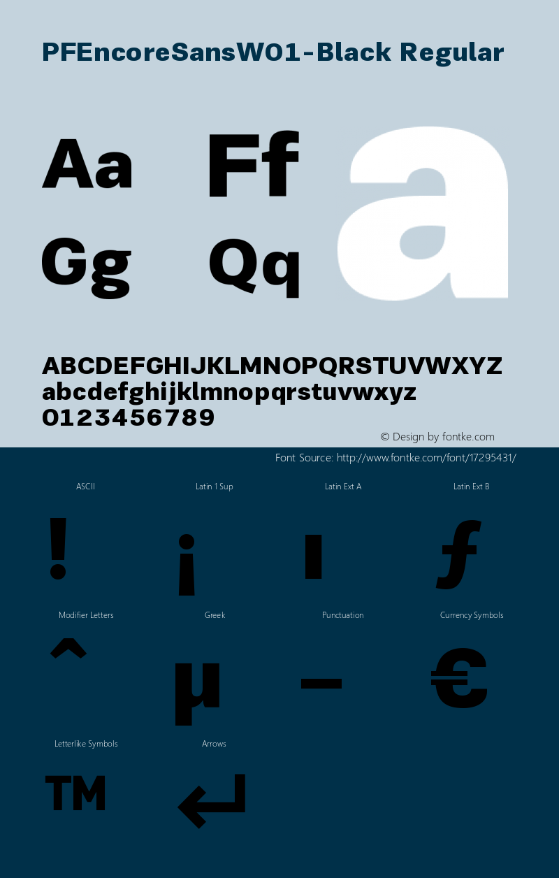 PFEncoreSansW01-Black Regular Version 2.20 Font Sample