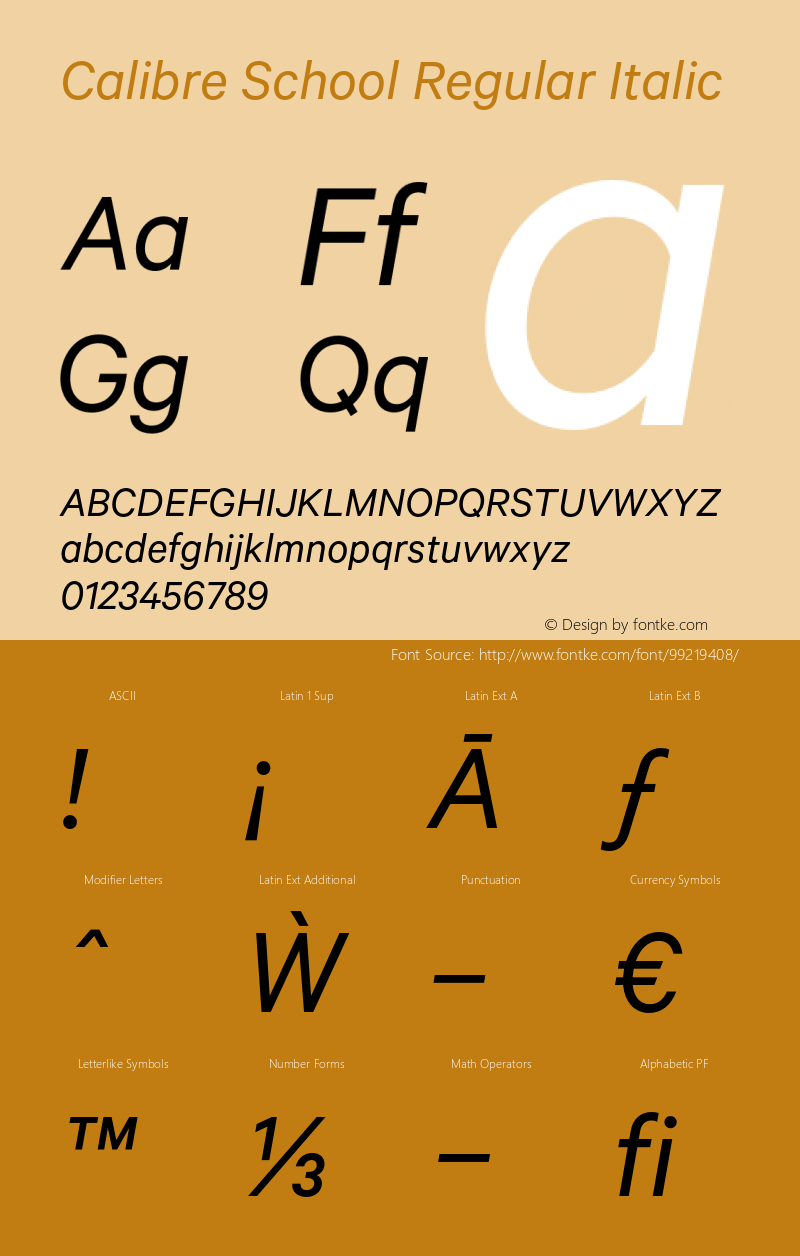 Calibre School Regular Italic Version 1.002 | web-OT Font Sample