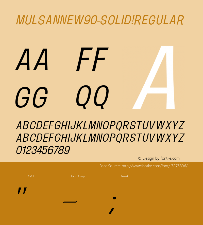 MulsanneW90-Solid Regular Version 1.00 Font Sample