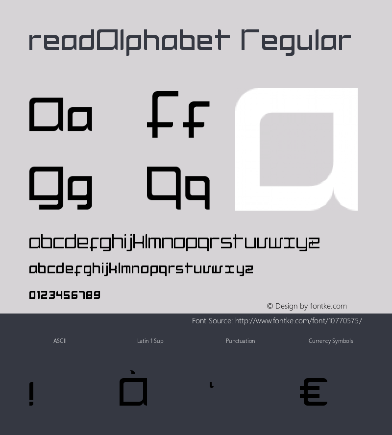 readAlphabet Regular Version 1.0 Font Sample