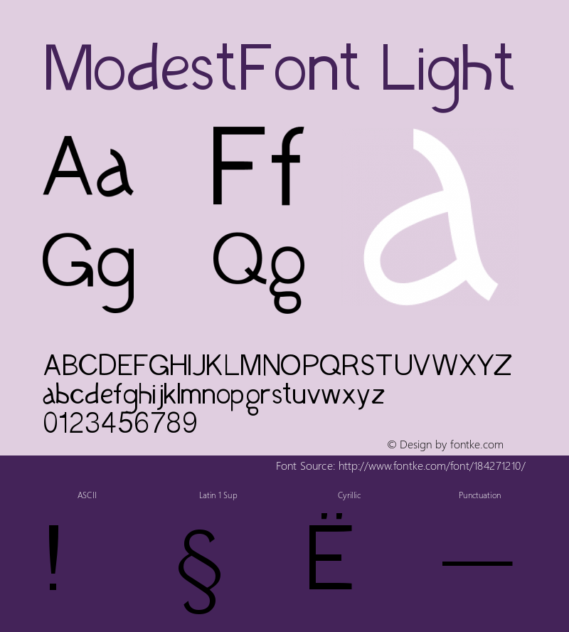 ModestFont Light Version 1.002;Fontself Maker 3.0.1图片样张