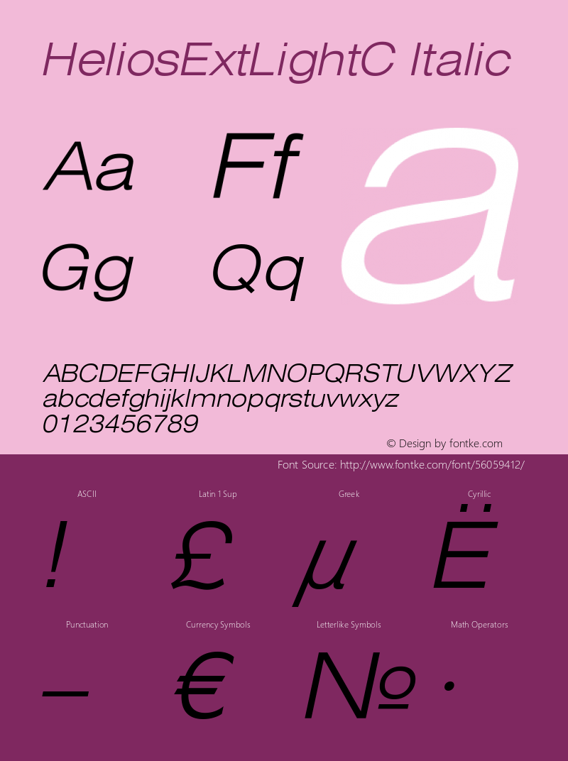 HeliosExtLightC-Italic OTF 1.0;PS 001.001;Core 116;AOCW 1.0 161 Font Sample