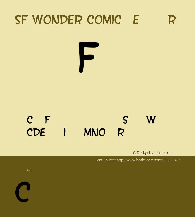 SF Wonder Comic Regular ver 1.0; 2000. Freeware. Font Sample