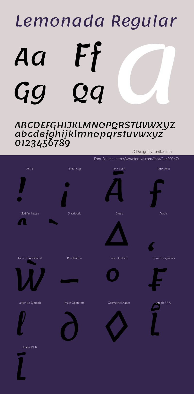 Lemonada Regular Version 4.002;PS 004.002;hotconv 1.0.88;makeotf.lib2.5.64775 Font Sample