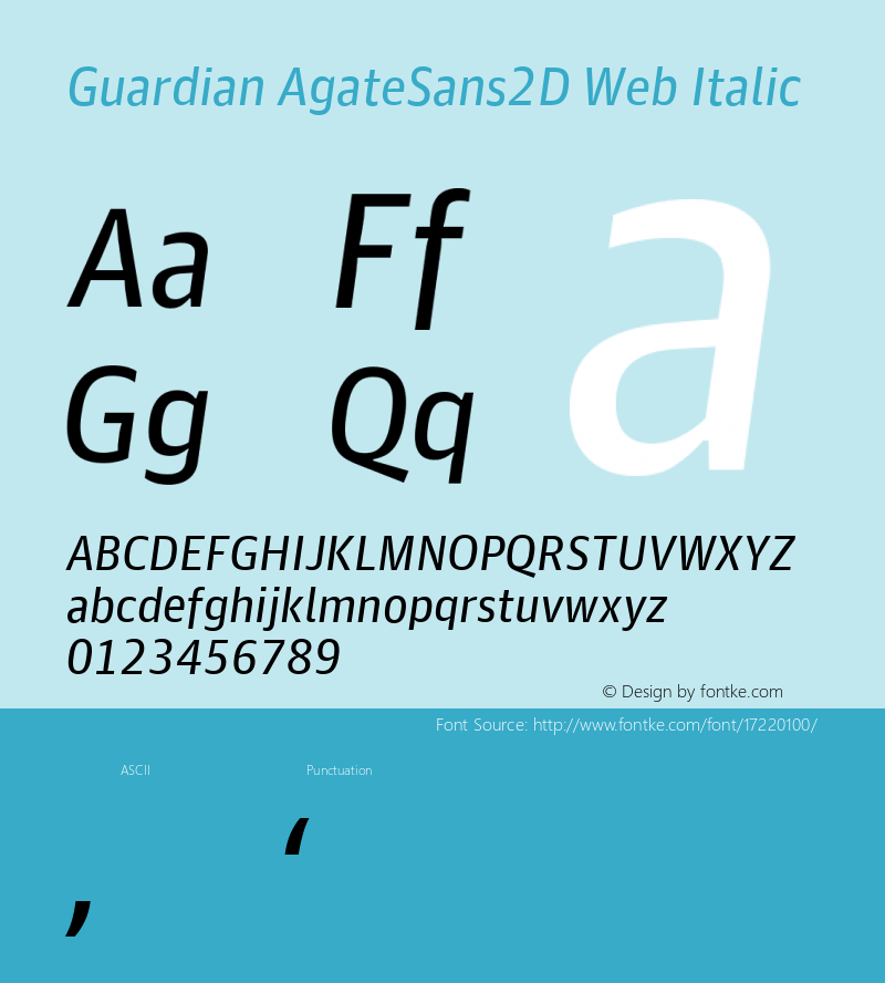 Guardian AgateSans2D Web Italic Version 001.002 2011 Font Sample