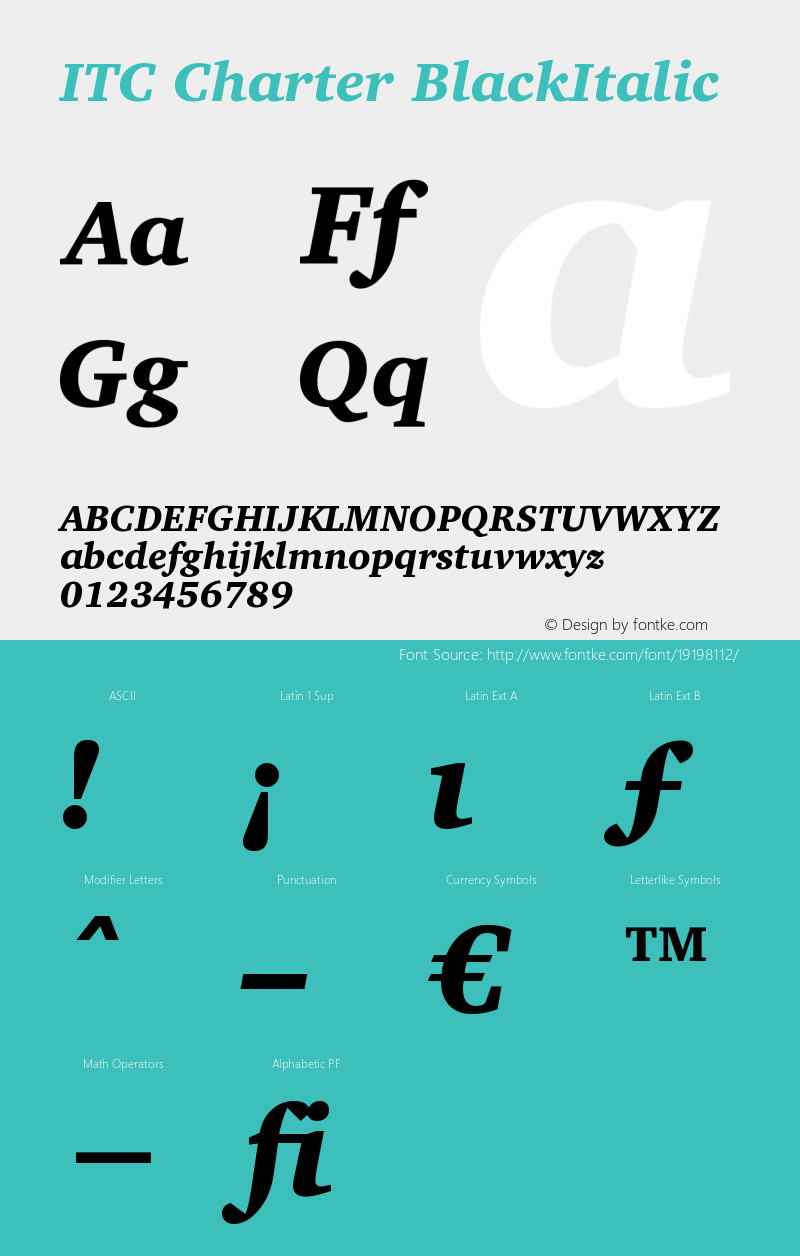 ITC Charter Black Italic Version 003.001 Font Sample