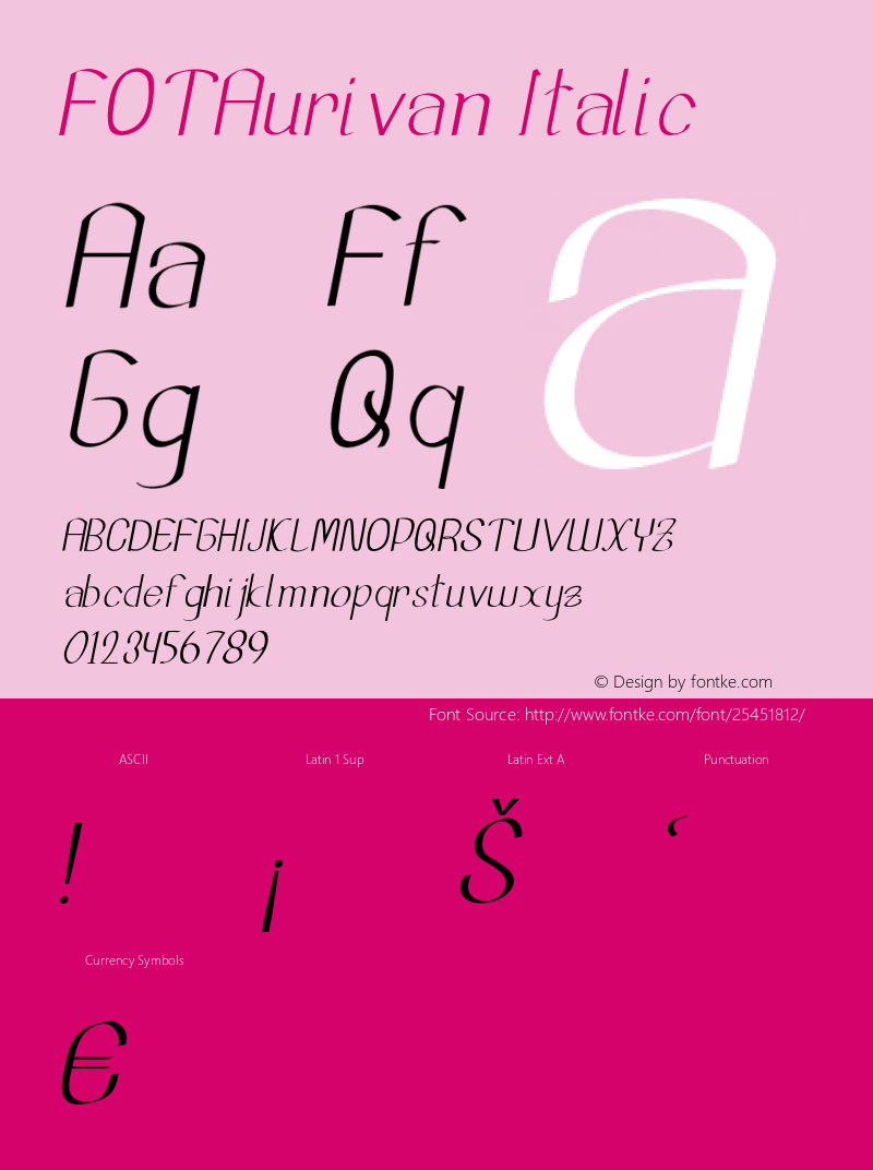 FOTAurivan-Italic Version 1.000 Font Sample