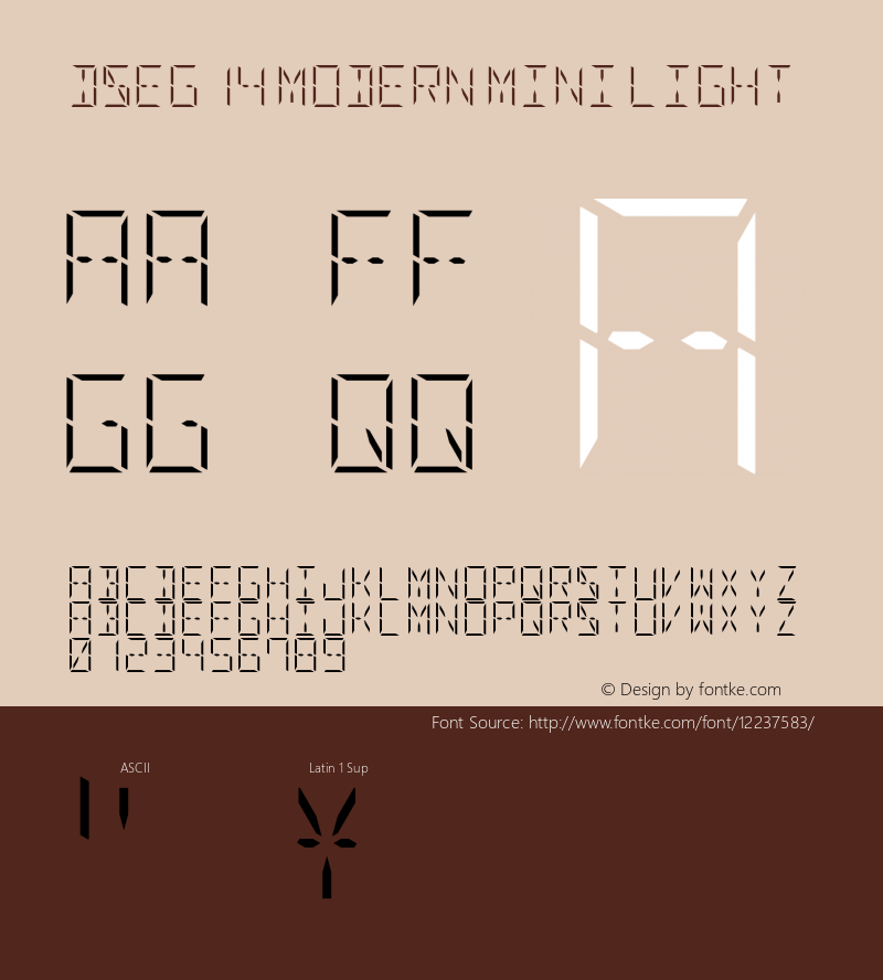 DSEG14 Modern Mini Light Version 0.2 Font Sample