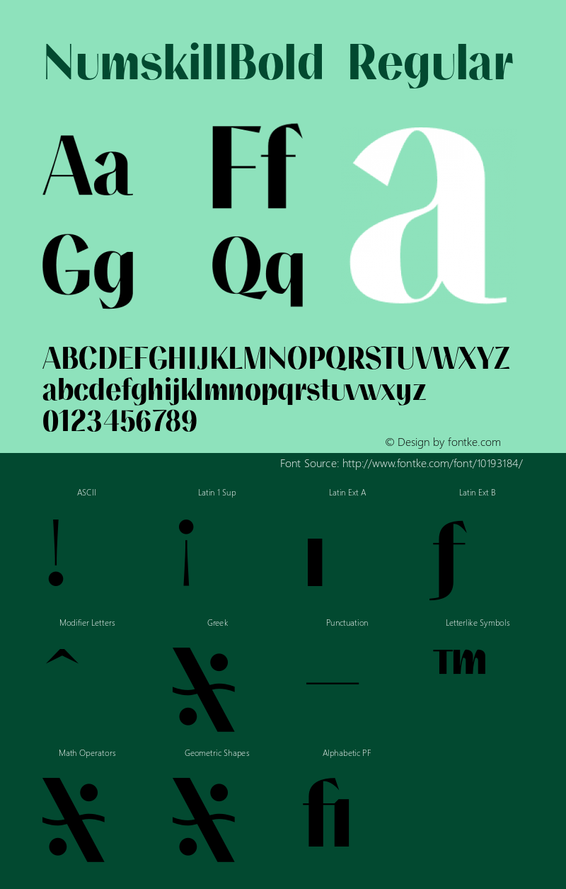 NumskillBold Regular 001.001 Font Sample