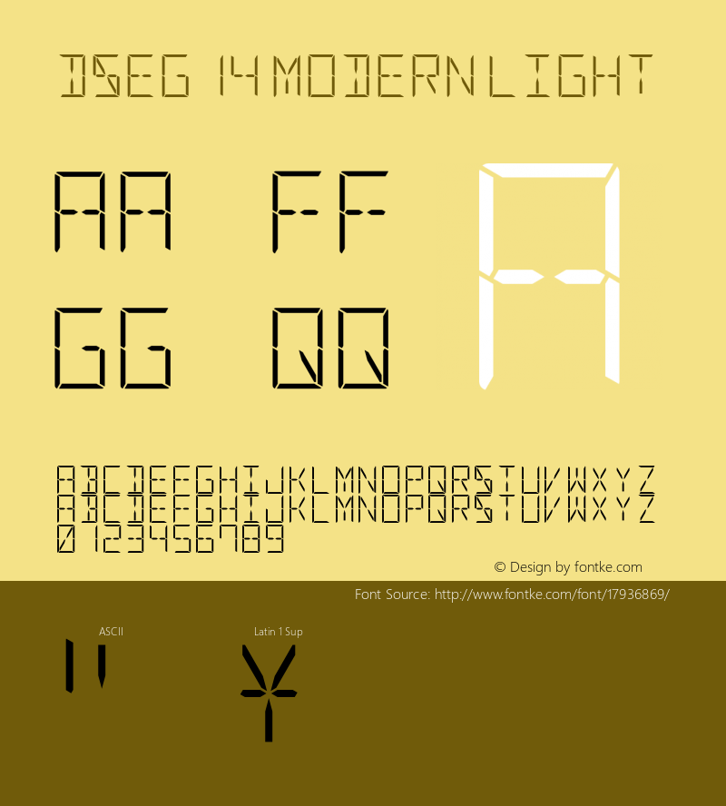 DSEG14 Modern Light Version 0.1 Font Sample