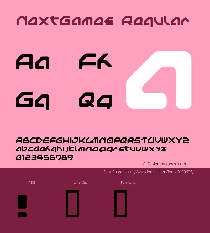 NextGames Regular Macromedia Fontographer 4.1J 03.7.24 Font Sample