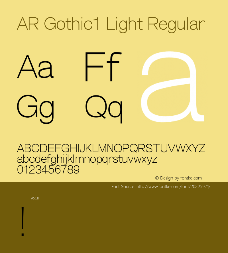 AR Gothic1 Light Version 2.001;PS 001.001;hotconv 1.0.38 Font Sample