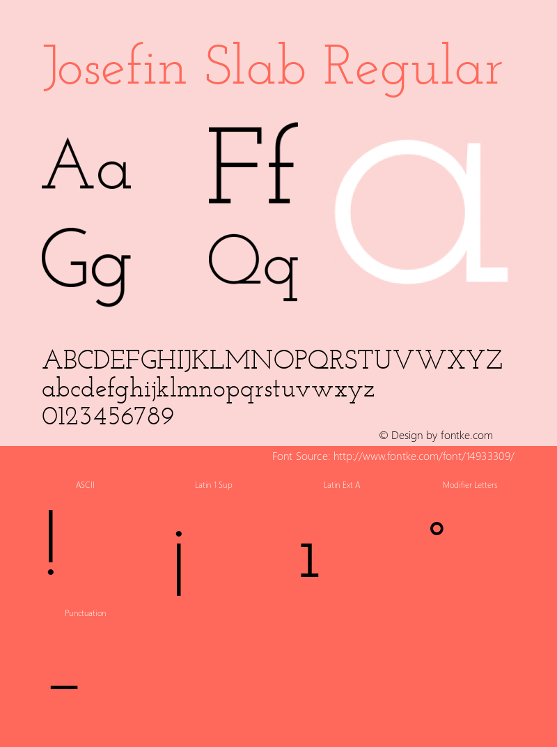 Josefin Slab Regular Version 1.000 Font Sample