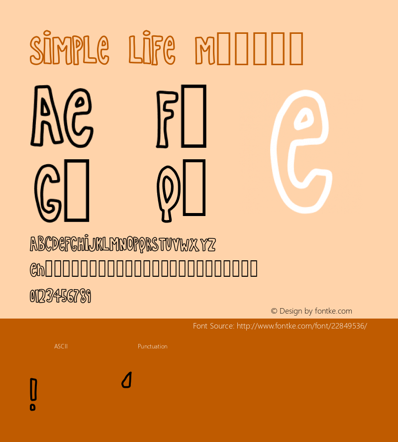 SIMPLE LIFE Version 1.0 Font Sample