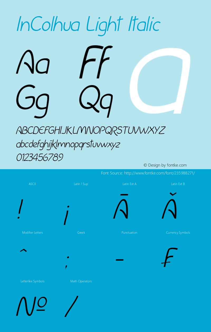 InColhua Light Italic Version 2.00;August 25, 2022图片样张