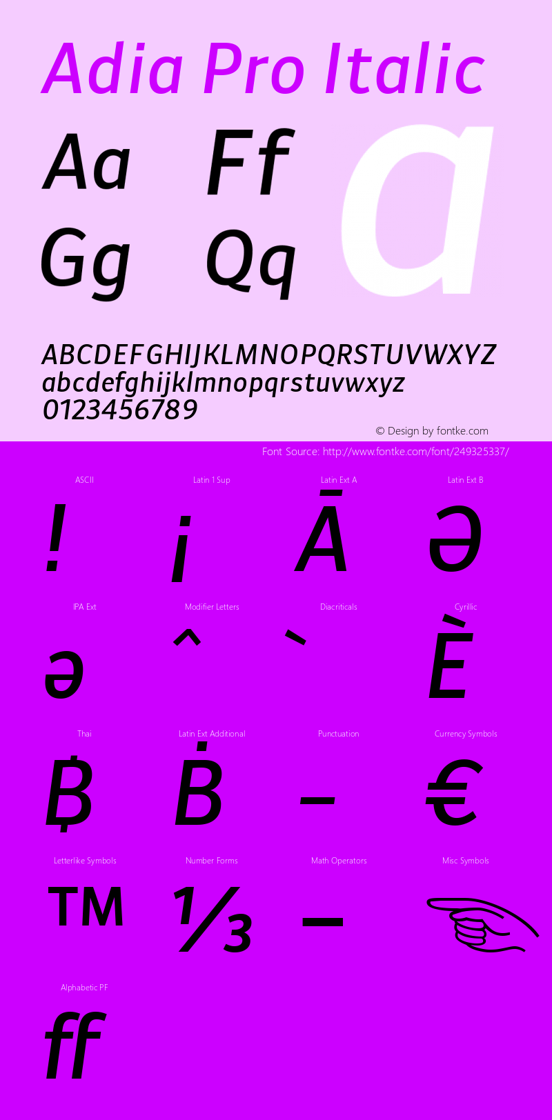 Adia Pro Italic Version 1.000图片样张