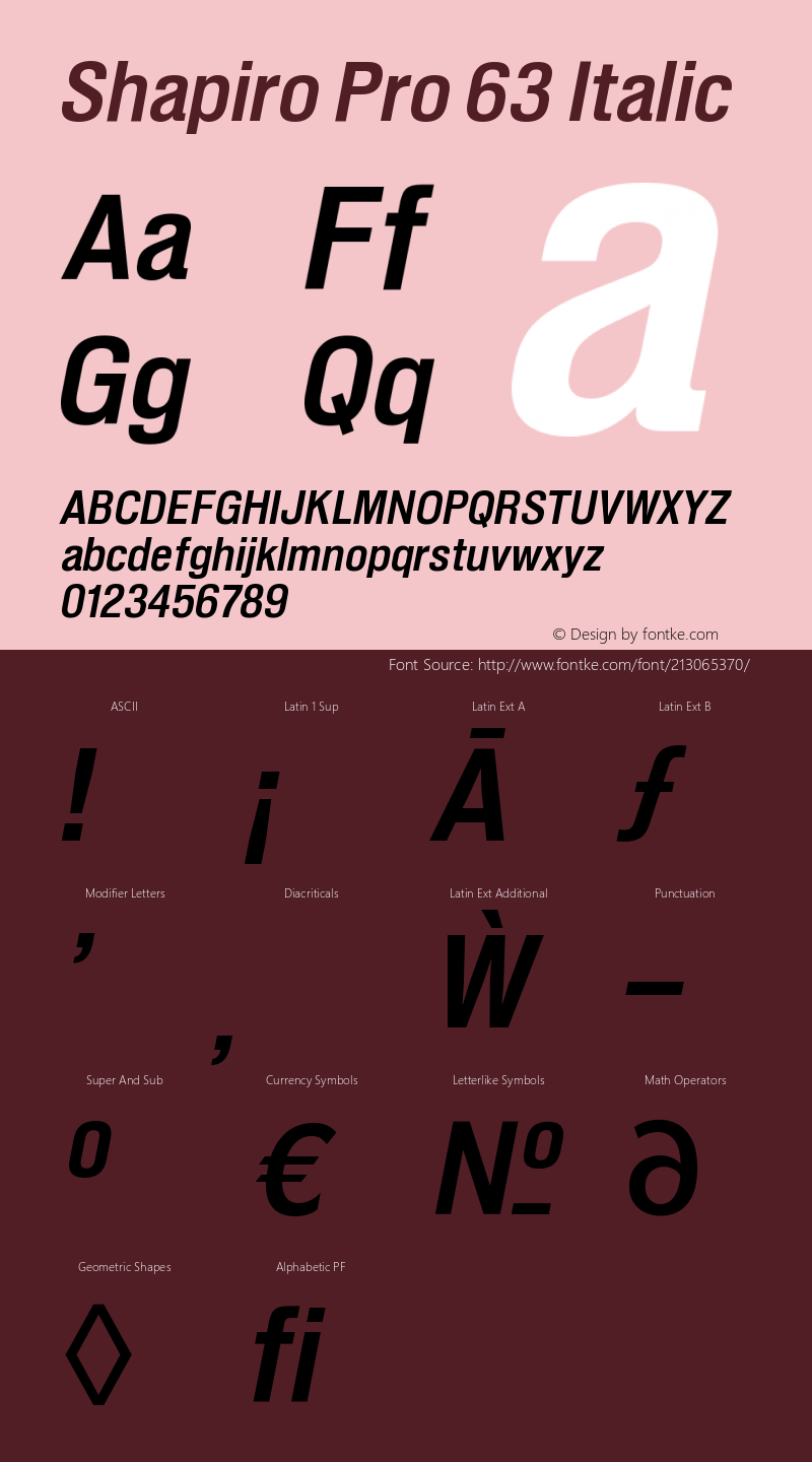 Shapiro Pro 63 Italic Version 4.000图片样张