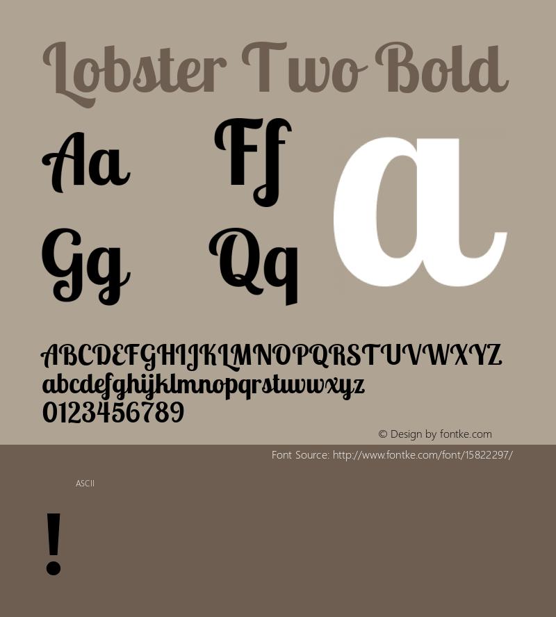 Lobster Two Bold Version 1.006; ttfautohint (v1.4.1) Font Sample