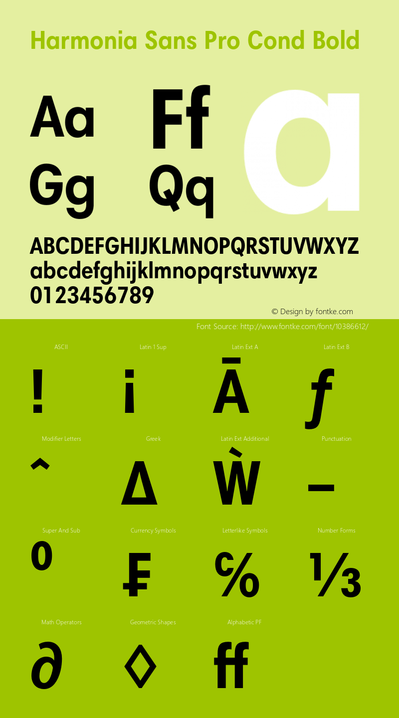 Harmonia Sans Pro Cond Bold Version 1.000 Font Sample