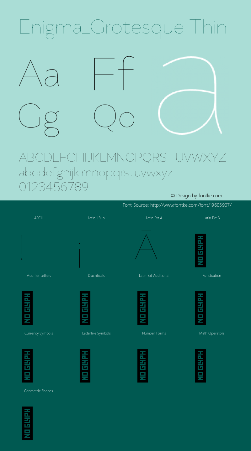 Enigma_Grotesque-Thin Version 1.000;PS 001.000;hotconv 1.0.88;makeotf.lib2.5.64775 Font Sample