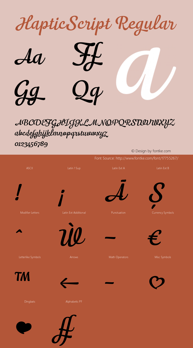 HapticScript Regular Version 1.000 Font Sample