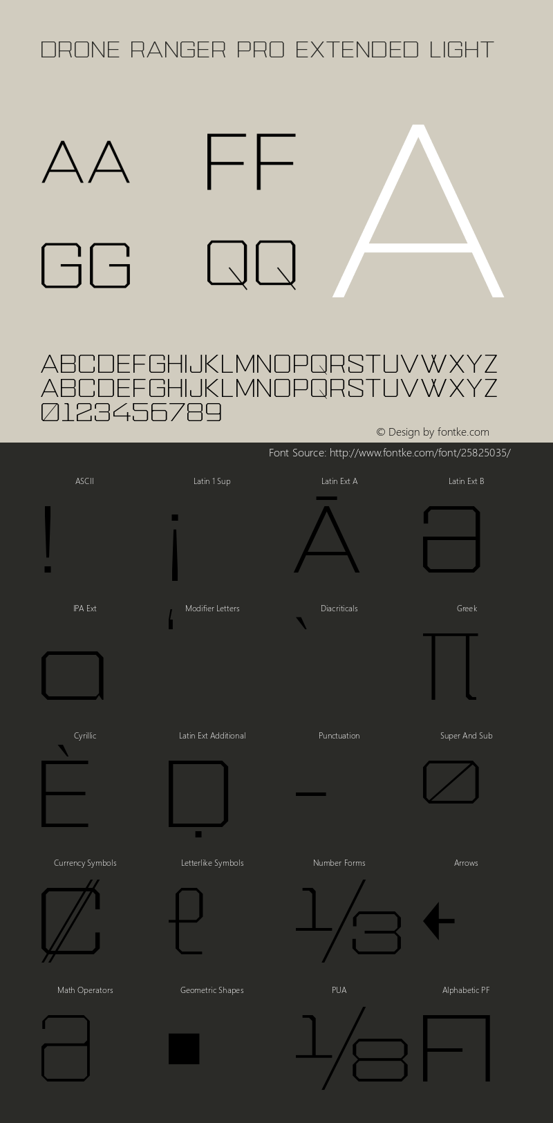 Drone Ranger Pro Extended Light Version 1.000;PS 001.001;hotconv 1.0.56 Font Sample