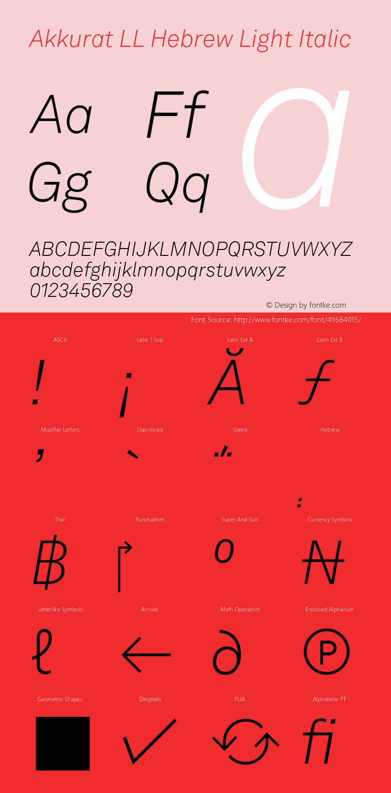 Akkurat LL Heb Light Italic Version 3.000; build 0010 | wf-rip DC20190620 Font Sample