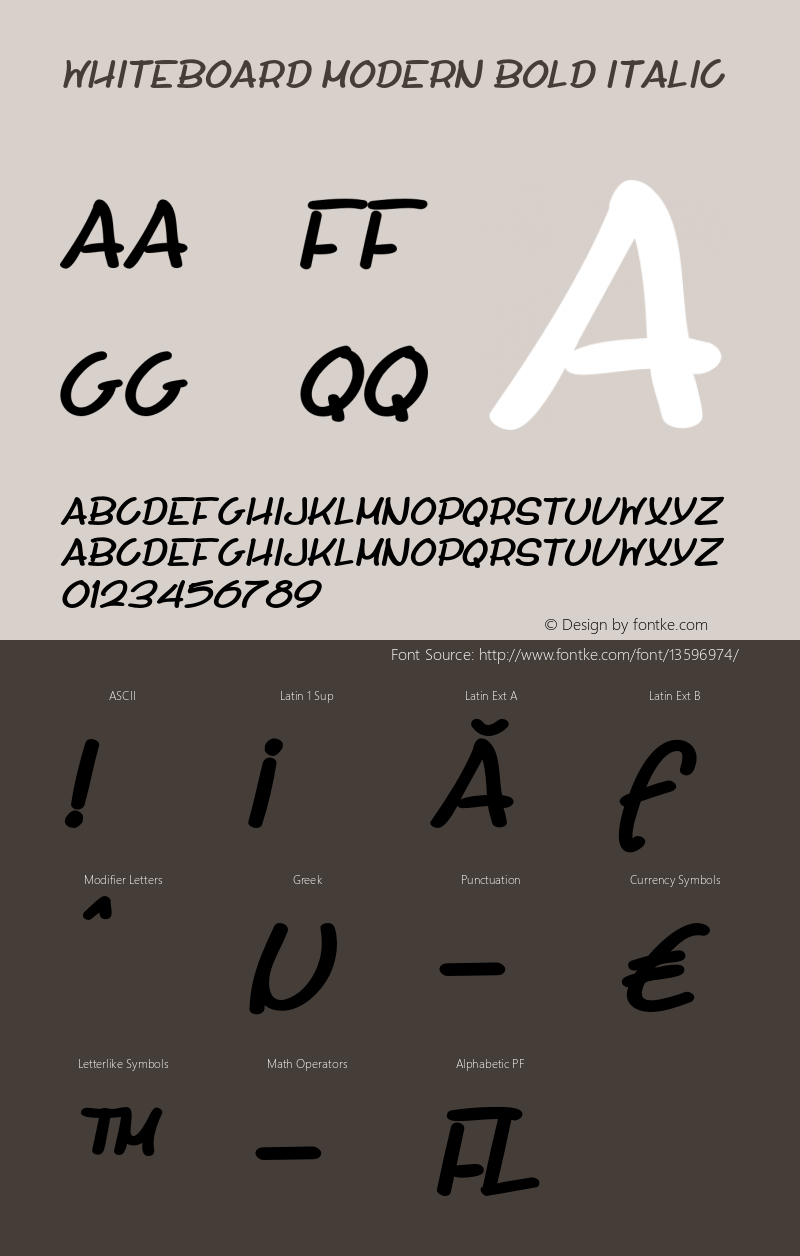 Whiteboard Modern Bold Italic 1.000 Font Sample
