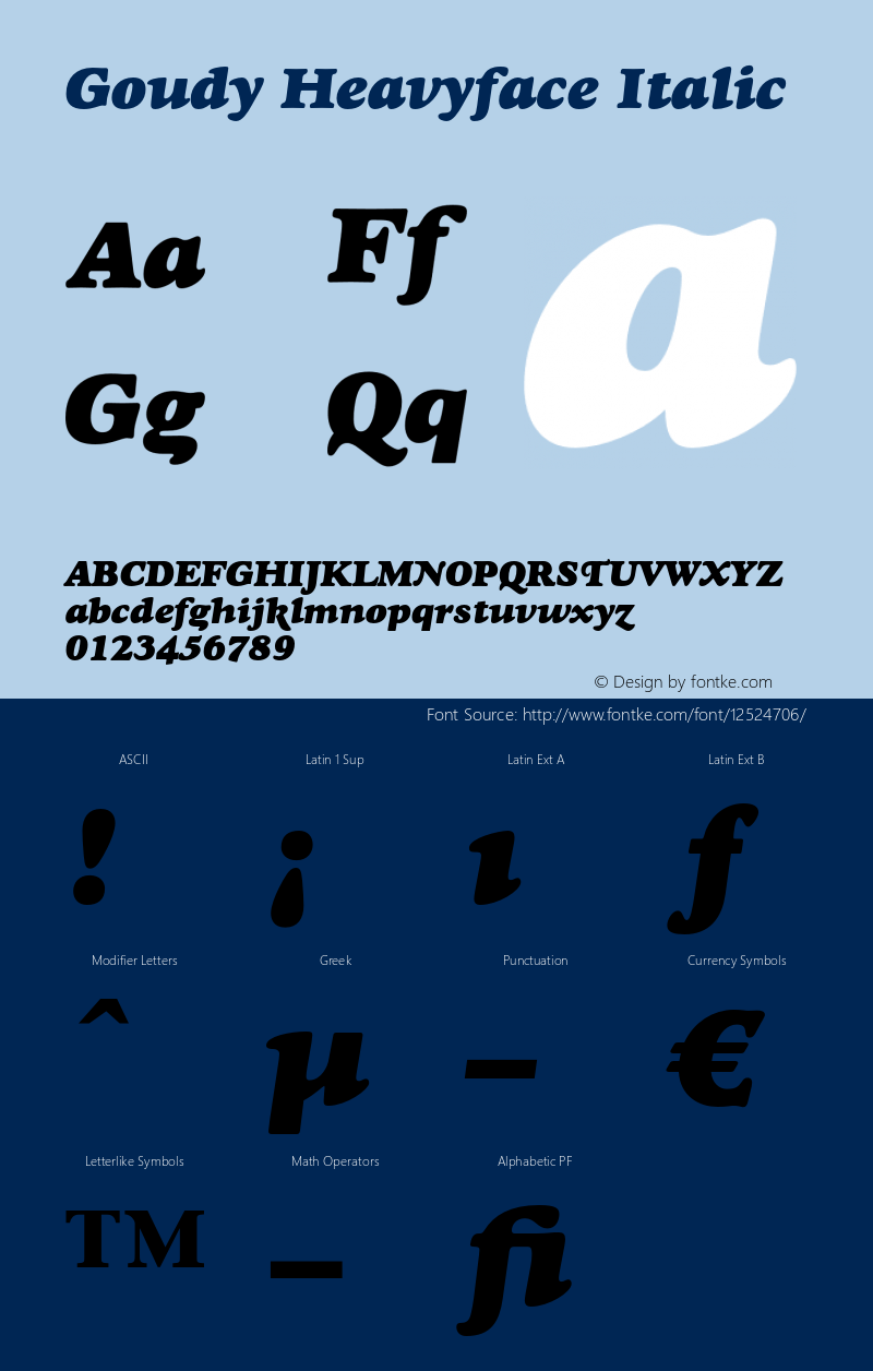 Goudy Heavyface Italic OTF 1.0;PS 001.002;Core 1.0.22 Font Sample