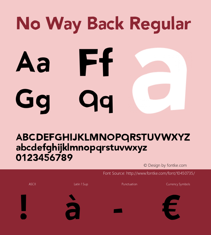 No Way Back Regular Version 1.000;PS 001.001;hotconv 1.0.56 Font Sample