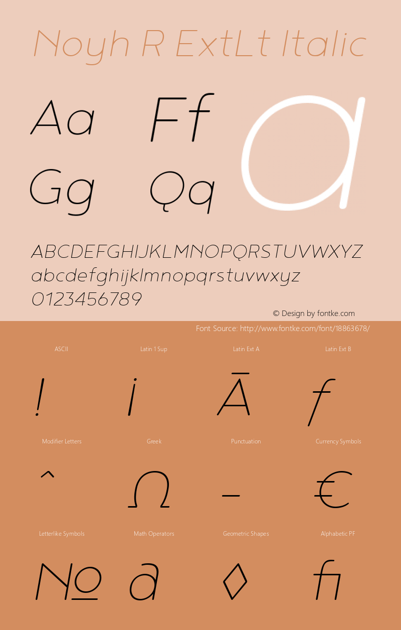 Noyh R ExtLt Italic Version 1.000 Font Sample