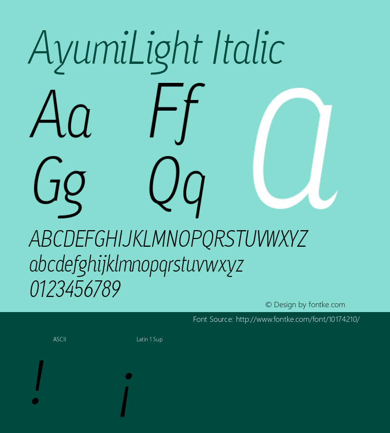 AyumiLight Italic 001.000 Font Sample