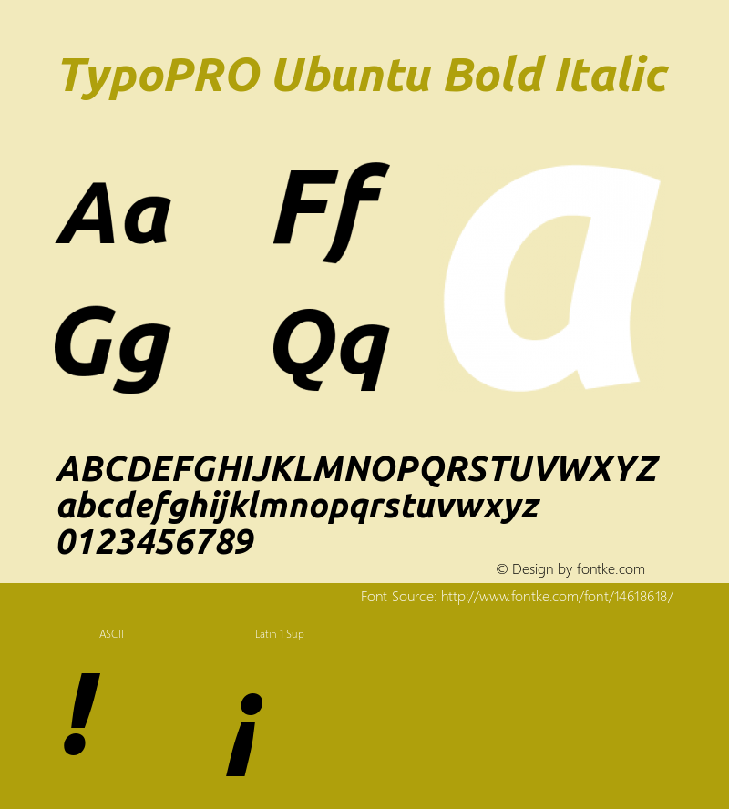 TypoPRO Ubuntu Bold Italic Version 0.80 Font Sample