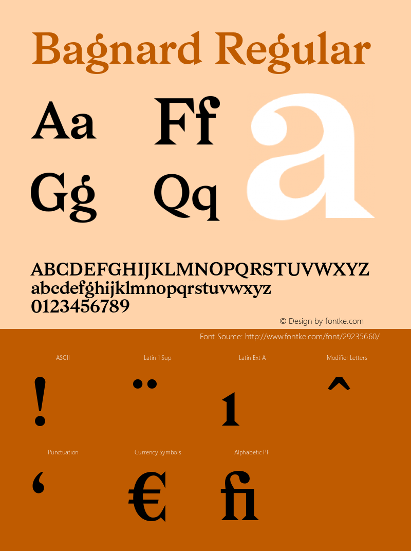 Bagnard regular Version 1.000;PS 001.000;hotconv 1.0.70;makeotf.lib2.5.58329 Font Sample