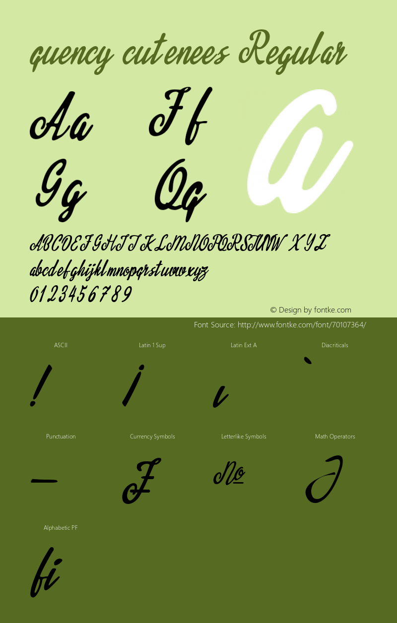 quency cutenees Version 1.00;July 4, 2020;FontCreator 12.0.0.2525 64-bit Font Sample