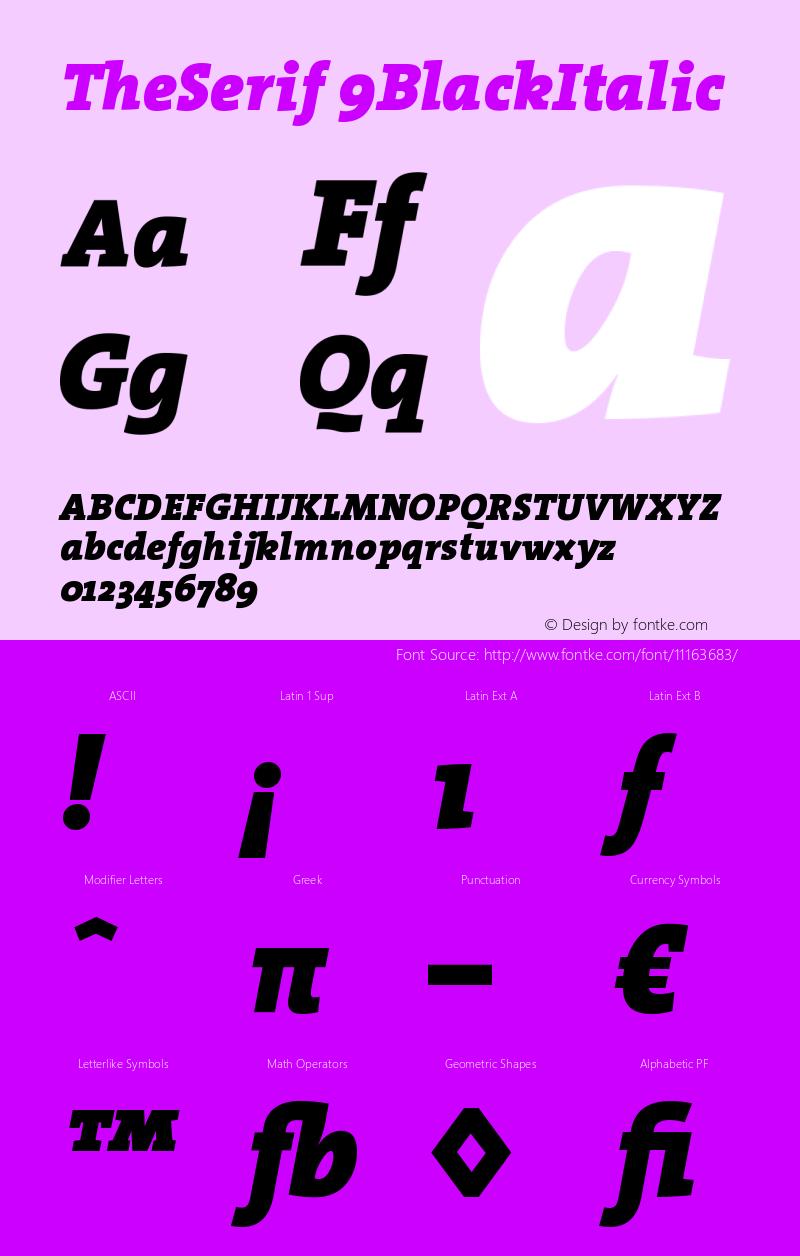 TheSerif 9BlackItalic Version 1.0 Font Sample