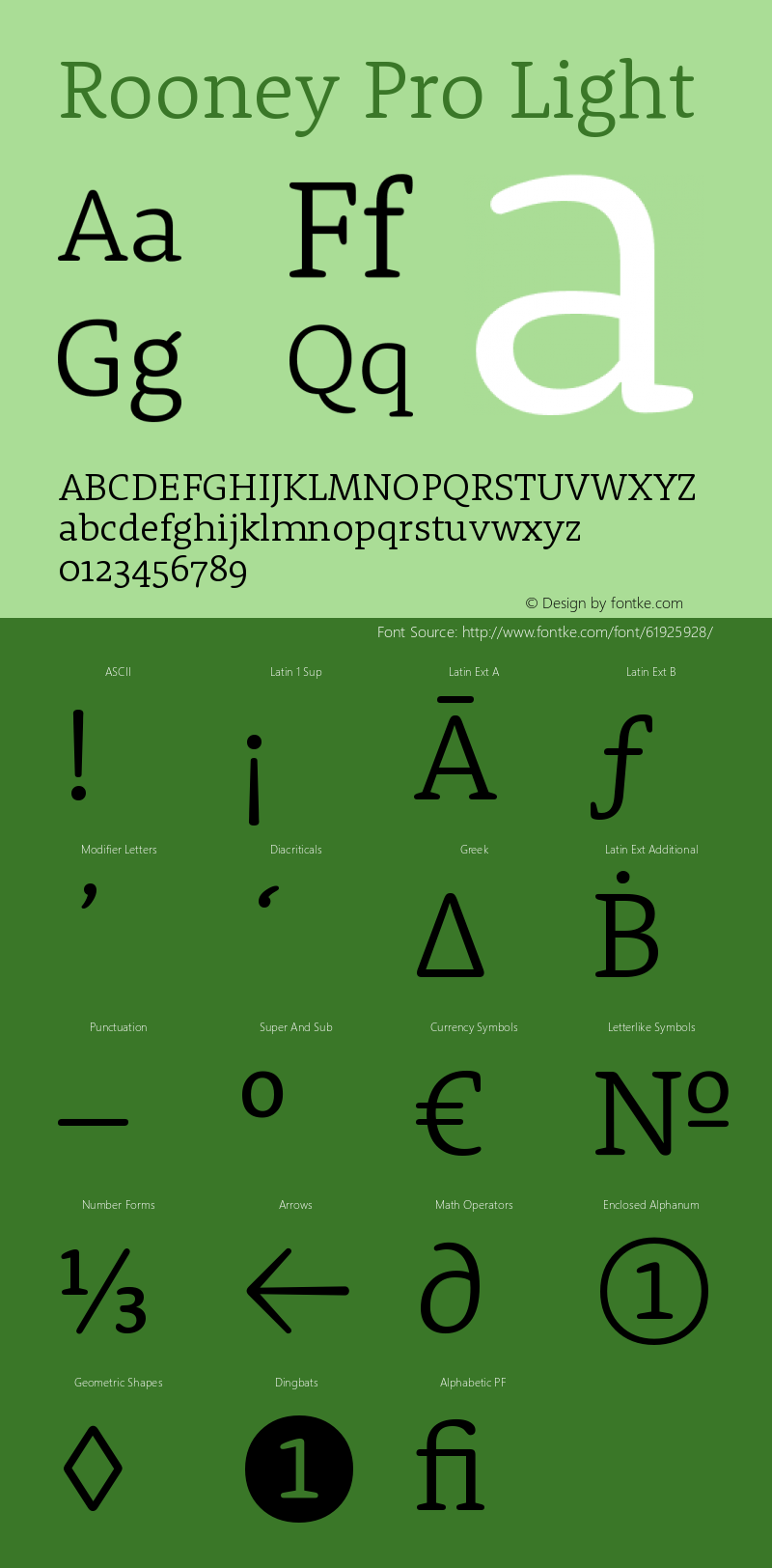 RooneyPro-Light Version 1.1 | wf-rip DC20130325 Font Sample