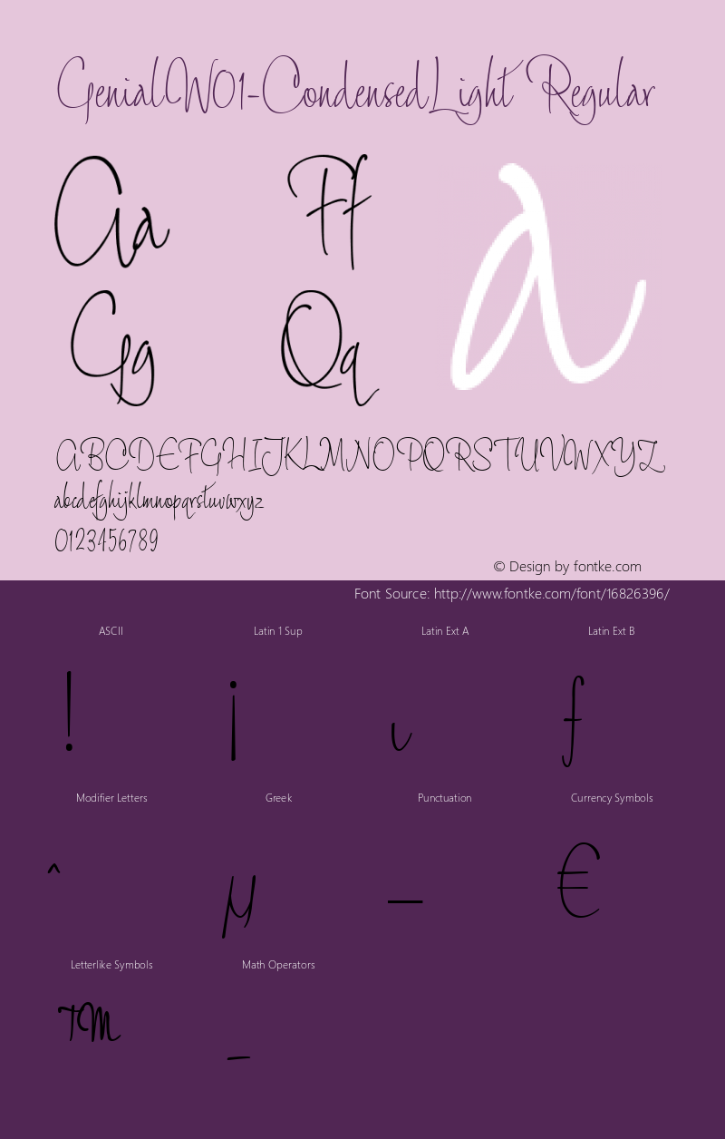 GenialW01-CondensedLight Regular Version 1.00 Font Sample