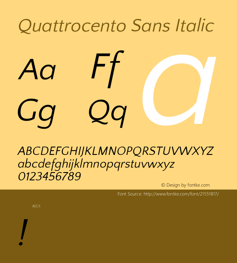Quattrocento Sans Italic  Font Sample