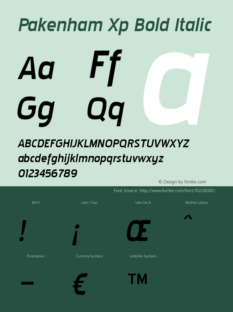 Pakenham Xp Bold Italic Version 2.101 2004 Font Sample