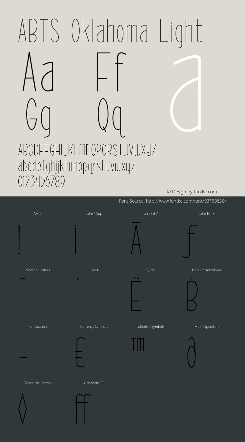 ABTS Oklahoma Light 1.000 Font Sample