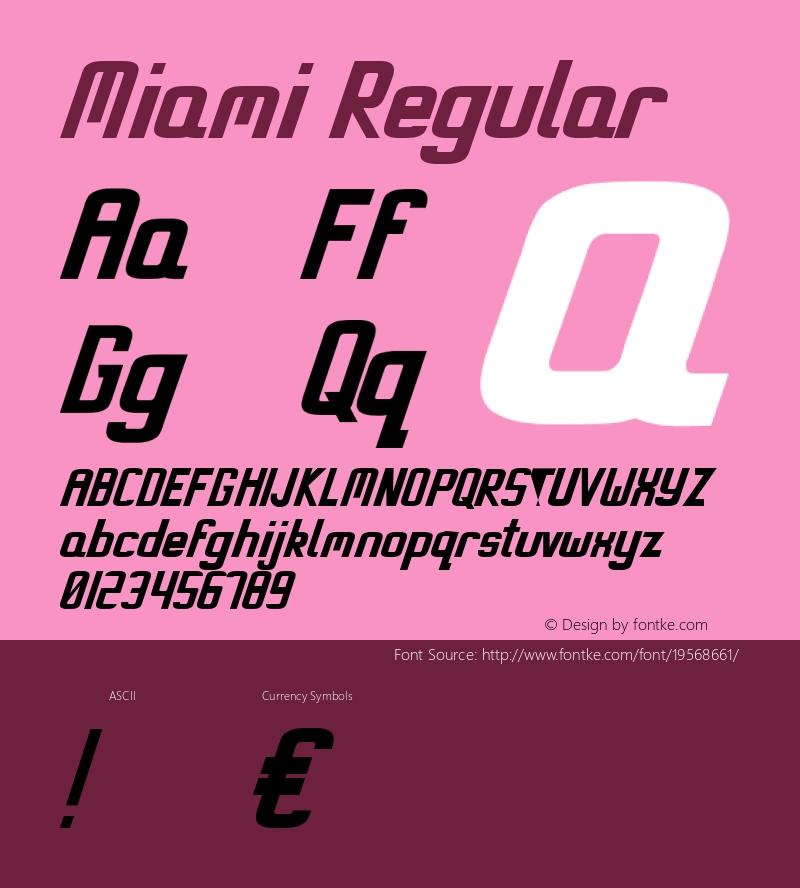 Miami Regular Version 1.001 Font Sample