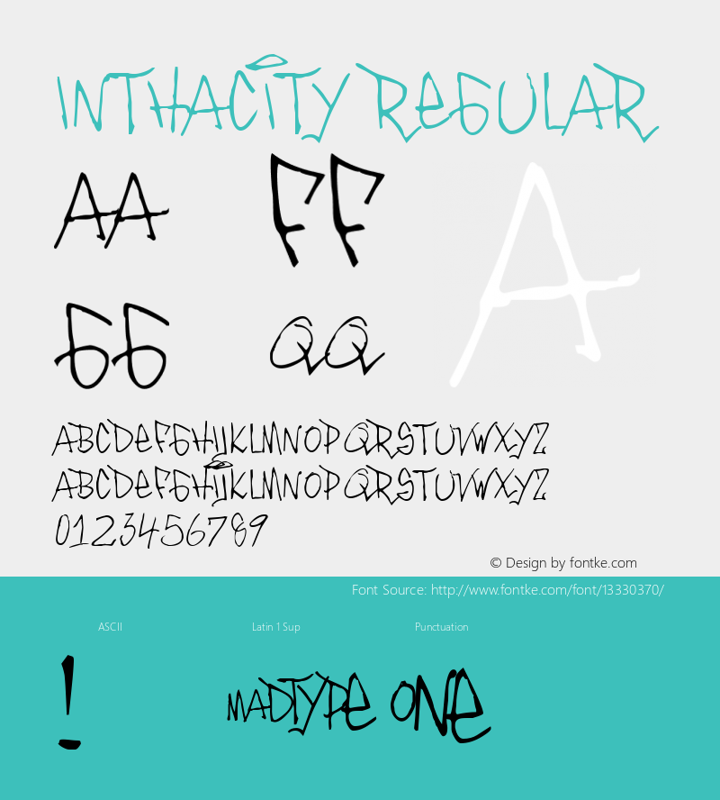 Inthacity Regular Version 001.000 Font Sample