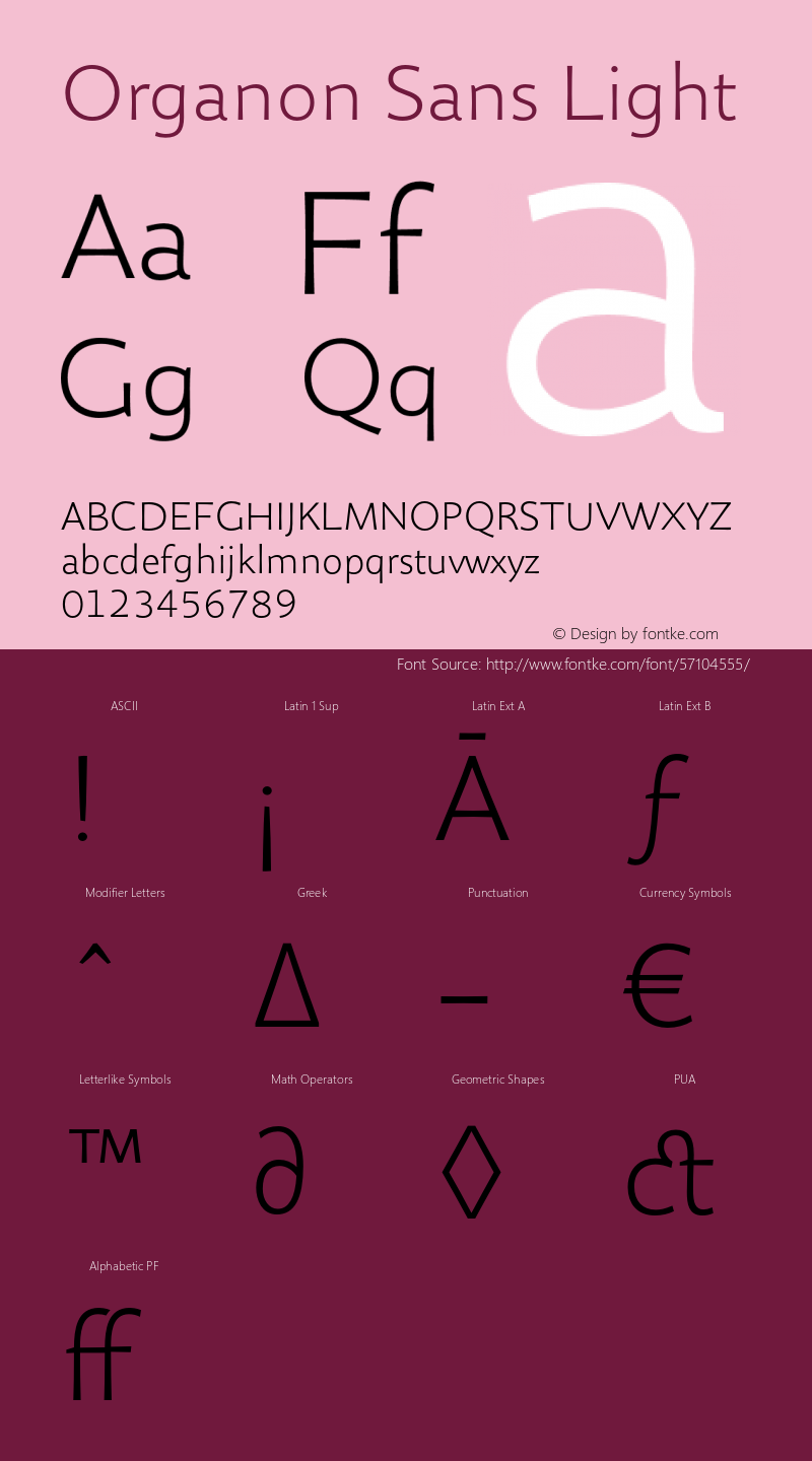 OrganonSans-Light 002.002 Font Sample