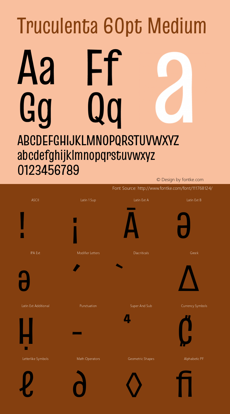 Truculenta 60pt Medium Version 1.002 Font Sample