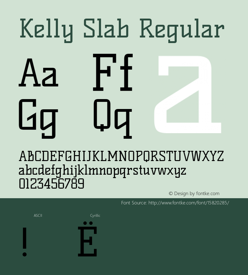 Kelly Slab Regular Version 1.001; ttfautohint (v1.4.1) Font Sample