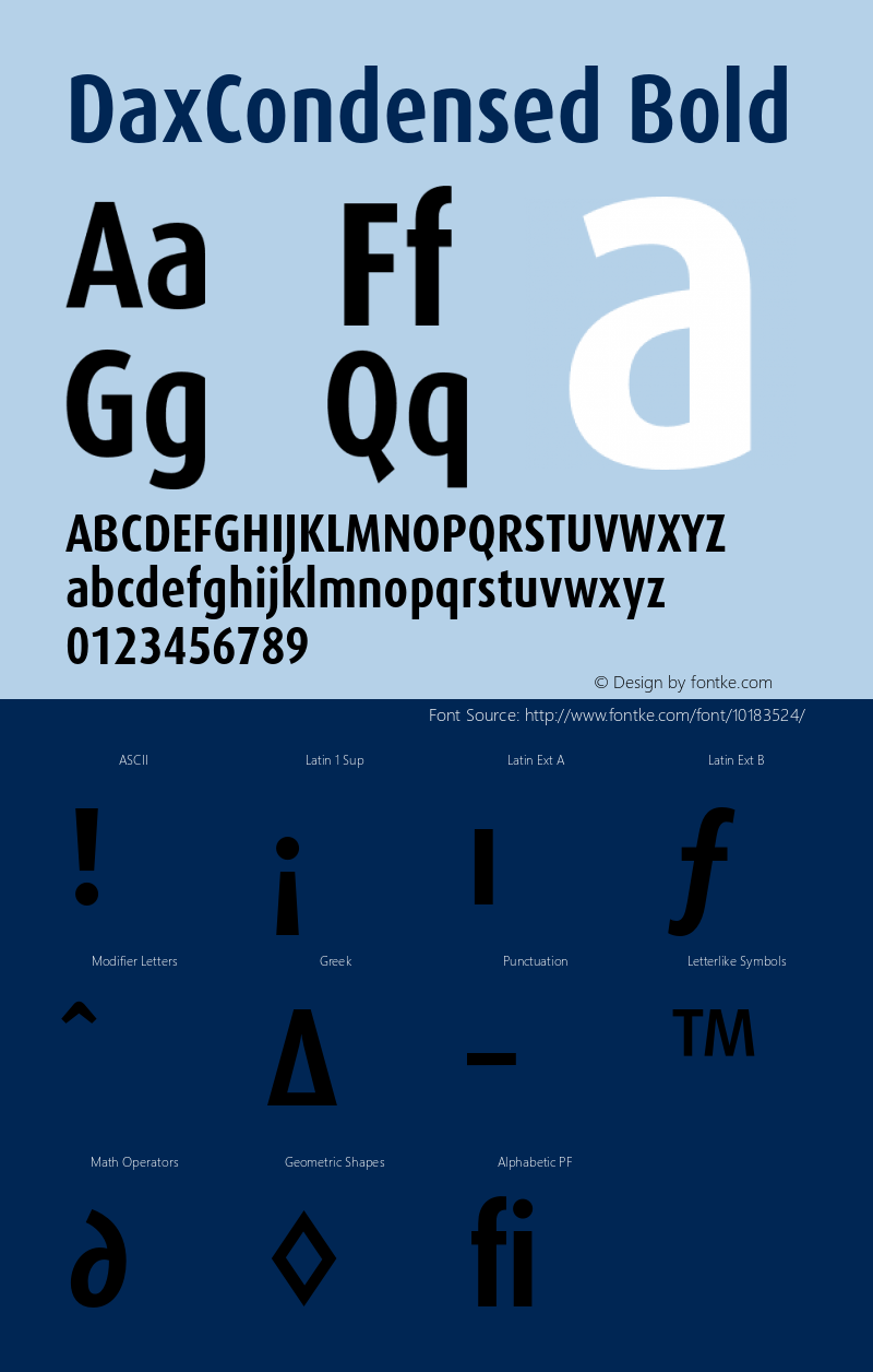 DaxCondensed Bold 001.000 Font Sample