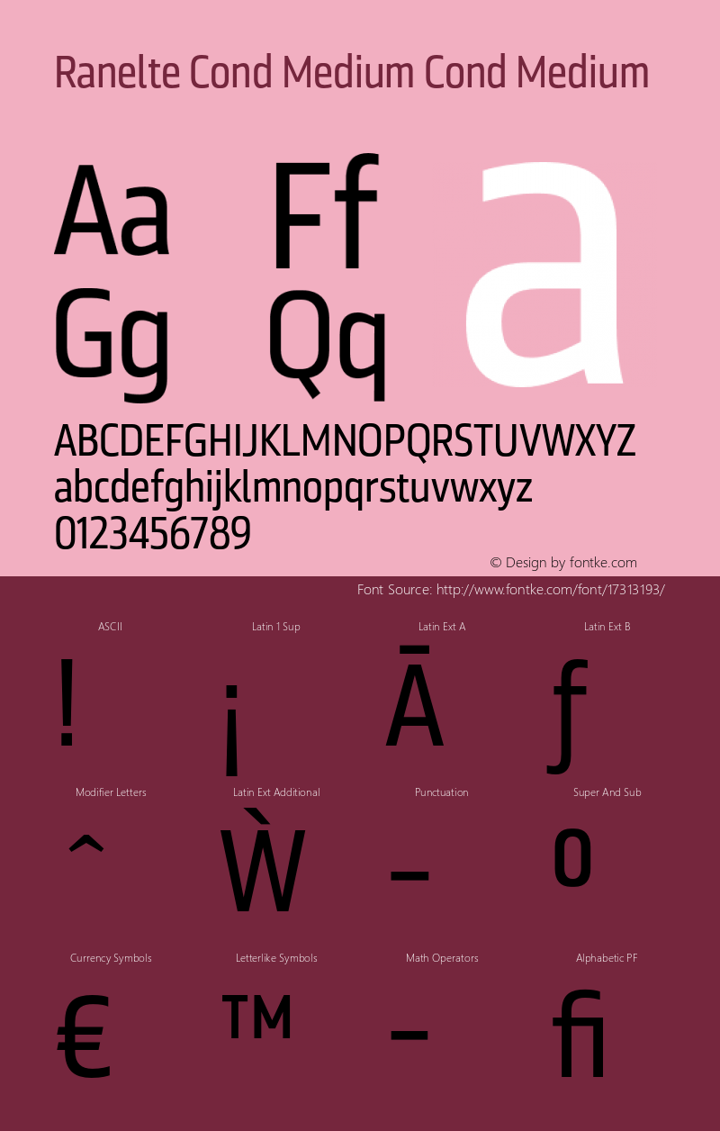 Ranelte Cond Medium Cond Medium Version 1.000 Font Sample